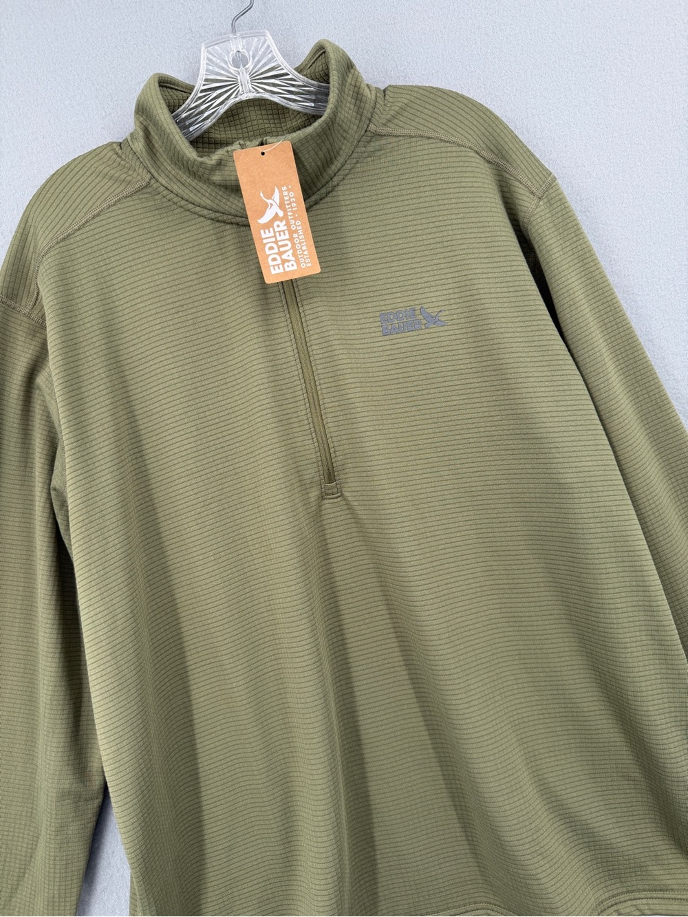 Eddie Bauer Activator Grid Fleece 1/2 Zip Pullover Long Sleeve Mens XXL Green
